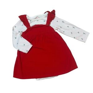 Cat & Jack Christmas Dress Holly Matching Set Baby Girl 12 months